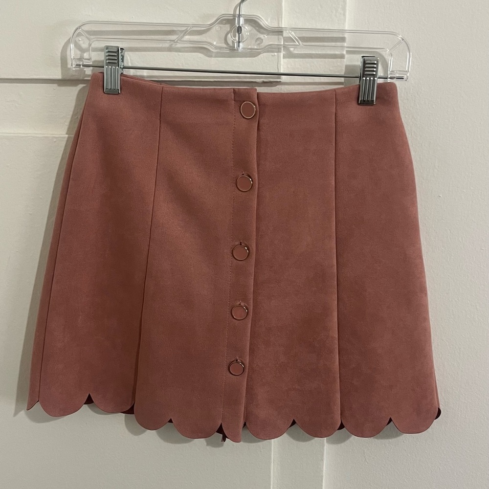 Velvet pink mini skirt